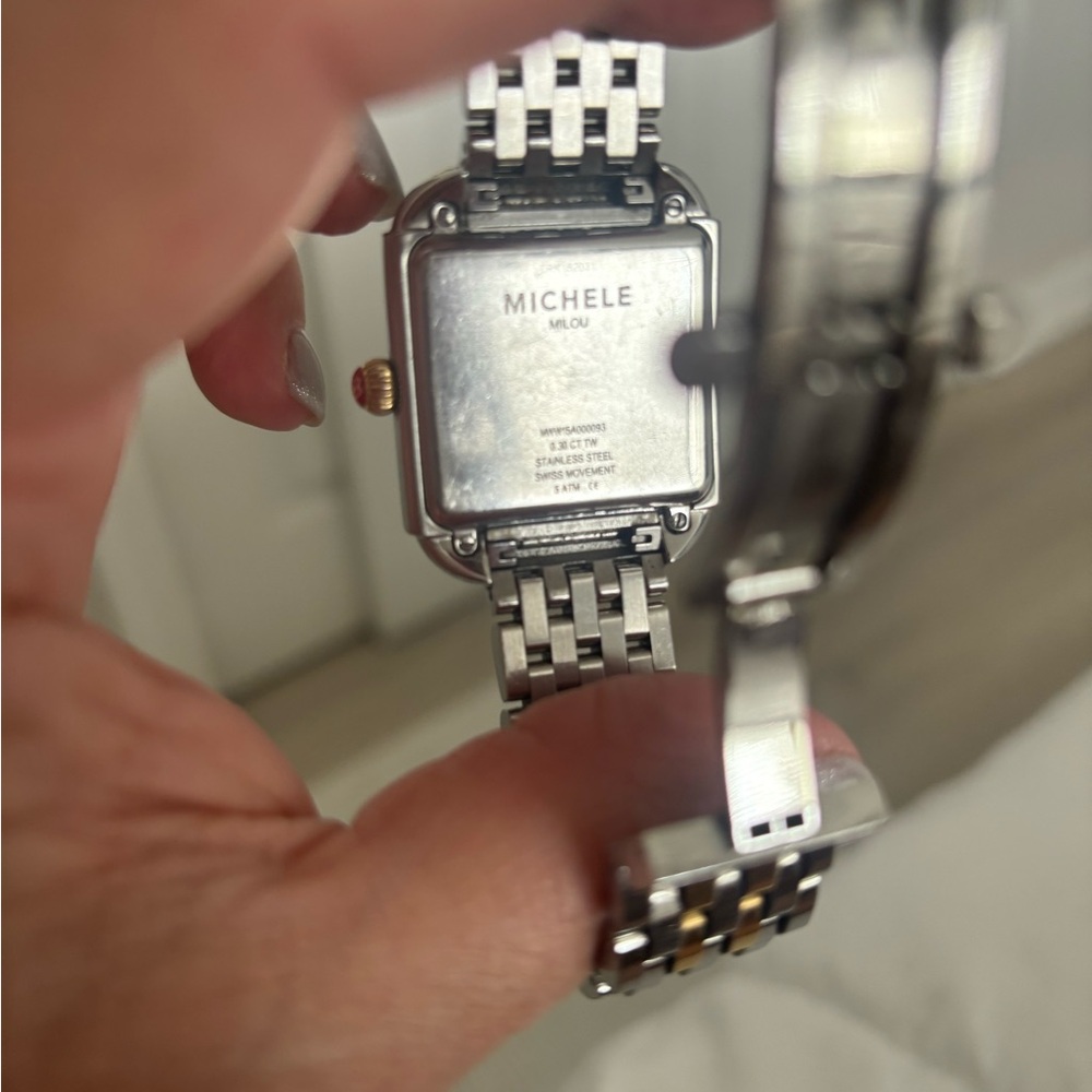 Two-Tone Michele Rectangular Watch - Picture 3 of 3